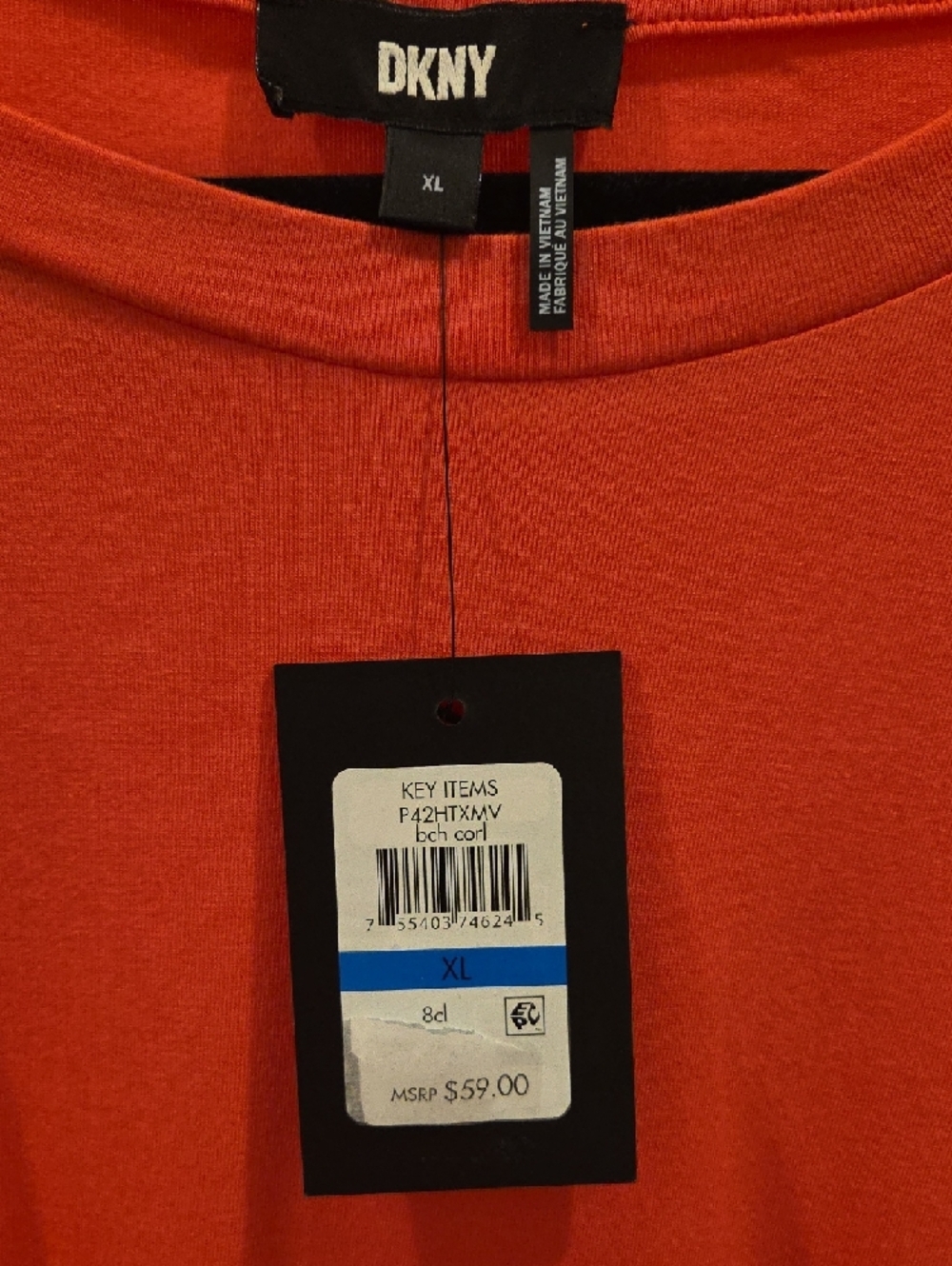 DKNY Coral Short Sleeve Tee with Studded Sleeves - Picture 2 of 2